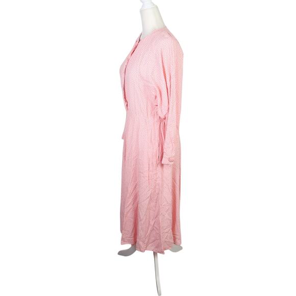 Vintage 80s E.D. Michaels light pink and white polka dot midi dress 4 - Picture 3 of 6
